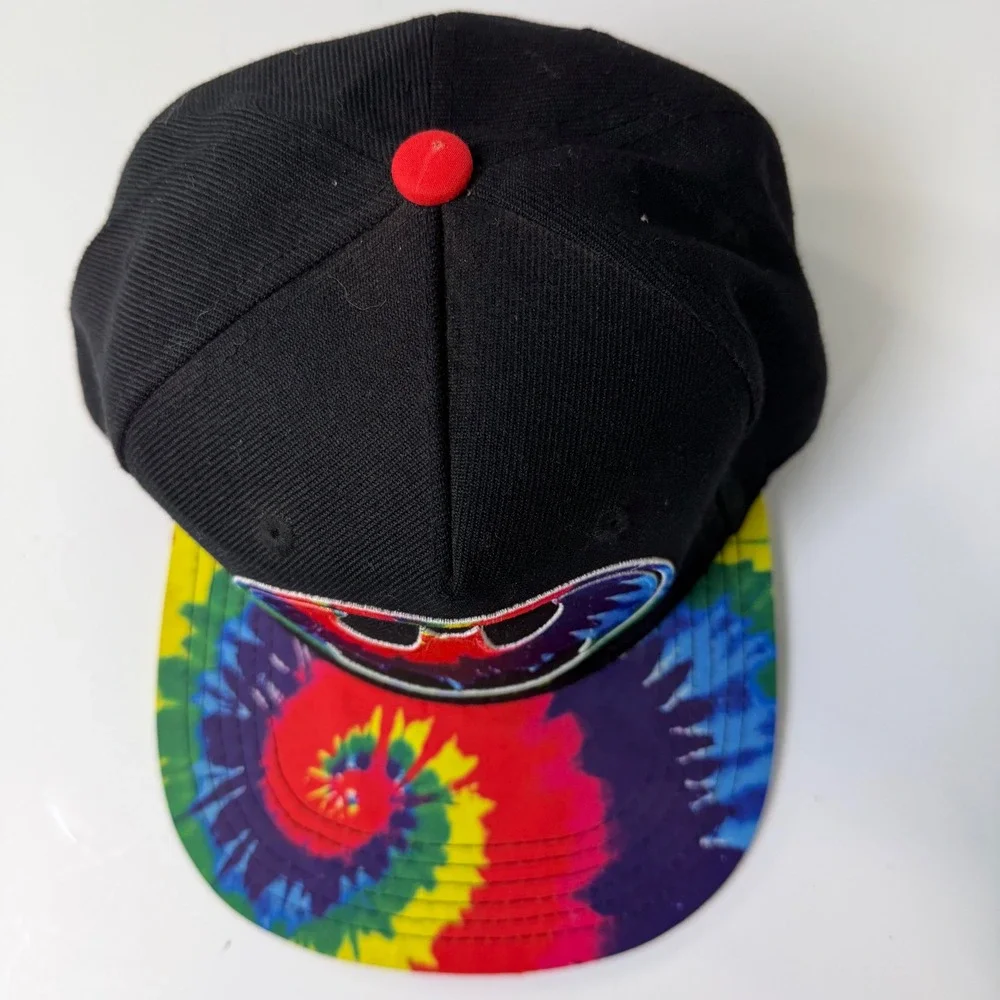 DC Comics Batman Snapback Hat Black Tie Dye Flat Brim Adjustable Cap Retro‎ Logo